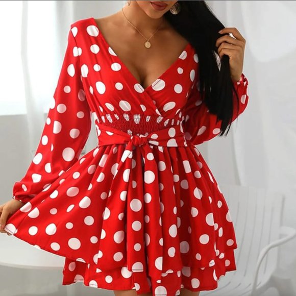 Dresses & Skirts - NEW V-Neck Polka Dot Printed Dress